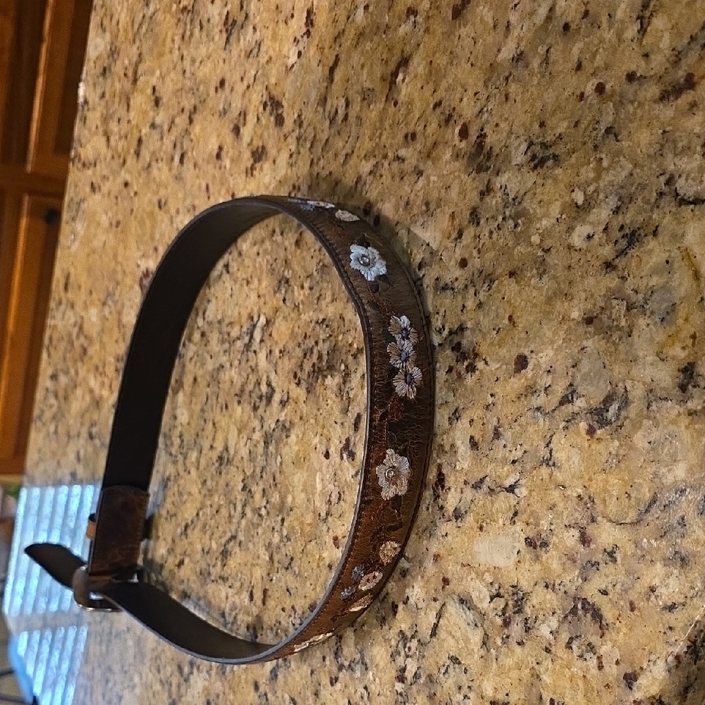 Brown Floral Embroidered Belt - Women Accessories